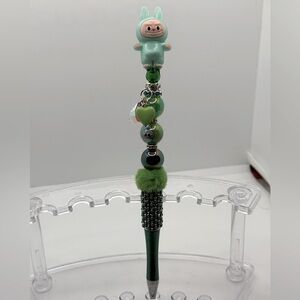 Cute Green Labubu Beaded Charm Pen